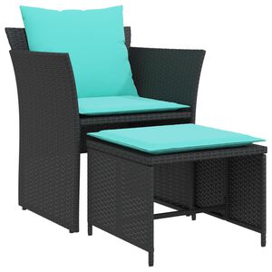 vidaXL Reclinerstol f&ouml;r tr&auml;dg&aring;rden med fotpall svart konstrotting