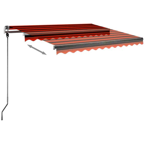 vidaXL Frist&aring;ende markis manuellt inf&auml;llbar 350x250 cm orange/brun