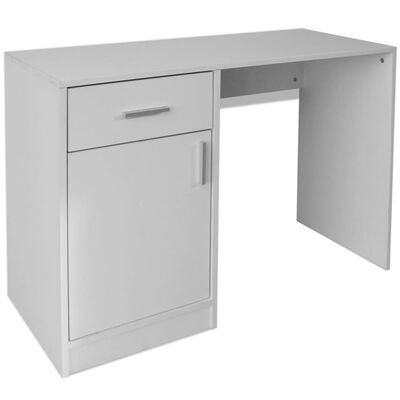 vidaXL Skrivbord med låda och skåp vit 100x40x73 cm