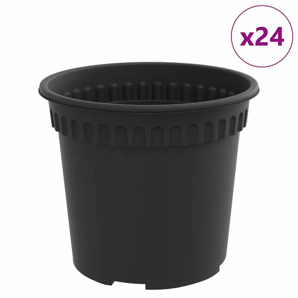 vidaXL Rund Blomkruka 24 pcs Svart &Oslash; 15 x 12 cm Plast