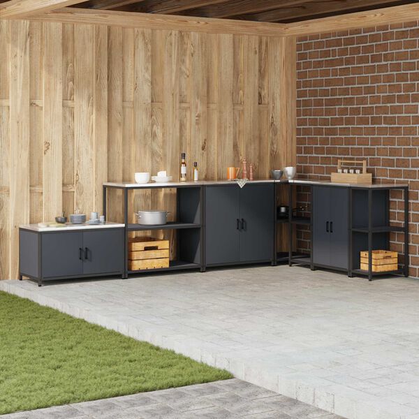 vidaXL K&ouml;ksf&ouml;rvaring med hylla Antracit 60 x 50 x 92 cm St&aring;l