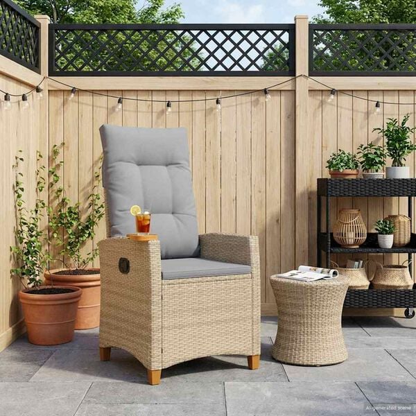 vidaXL F&auml;llstol med tehylla med kudde 62 x 64 x 112 cm konstrotting