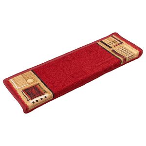 vidaXL Trappstegsmattor sj&auml;lvh&auml;ftande 15 st 65x21x4 cm r&ouml;d