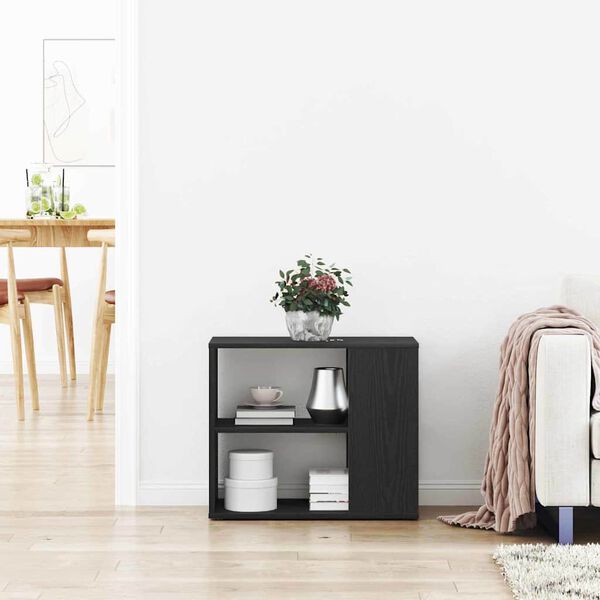 vidaXL Sideboard med låda Svart Ek 60 x 30 x 50 cm Konstruerat trä