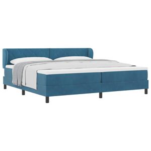 vidaXL B&auml;ddfj&auml;der med huvudgavel M&ouml;rkbl&aring; 200 x 200 cm Sammet