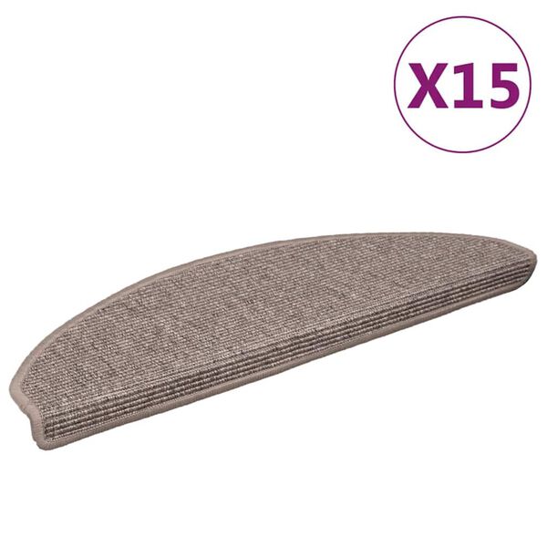 vidaXL Trappmattor 15 st 65x21x4 cm m&ouml;rkbeige halvrunda stora