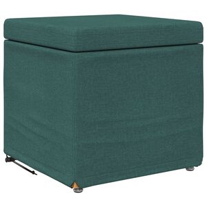 vidaXL Pall M&ouml;rkgr&ouml;n 41 x 41 x 40 cm Tyg och Konstruerat Tr&auml;