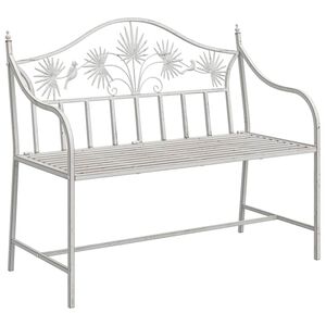 vidaXL Tr&auml;dg&aring;rdsb&auml;nk Antik vit 104 x 52,5 x 89 cm St&aring;l