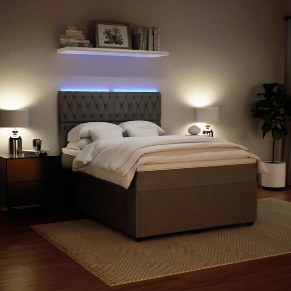 vidaXL Rams&auml;ng med madrass ljusgr&aring; 140x200 cm sammet