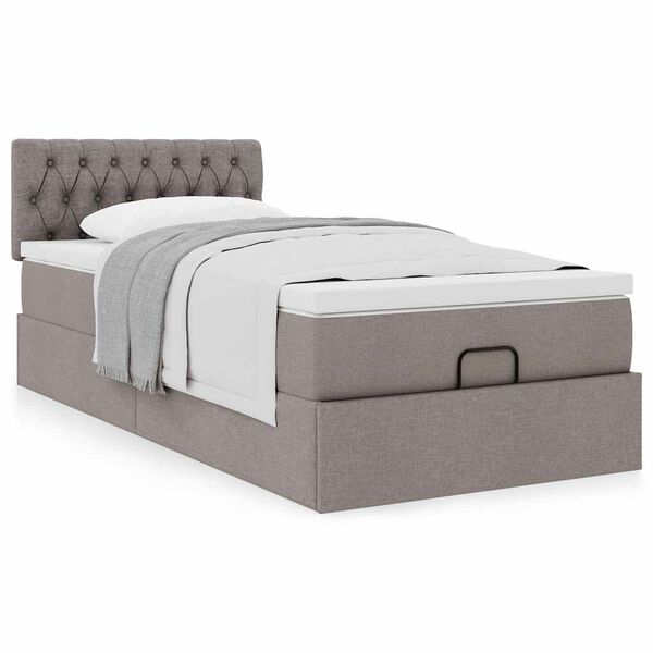 vidaXL Ottoman s&auml;ngram med madrass taupe 80x200 cm tyg