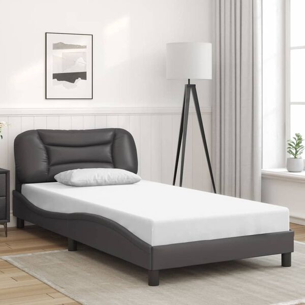vidaXL Bed Frame without Mattress "Hvar" Grey 100x200 cm Faux Leather