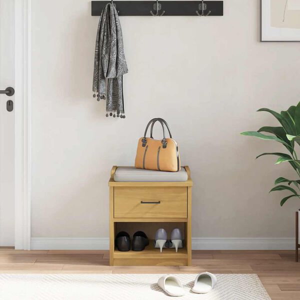 vidaXL Hallbänk SANDNES 45x40x50 cm massiv trä furu