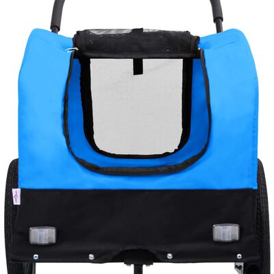 vidaXL Cykelvagn för husdjur och joggingvagn 2-i-1 blå och svart