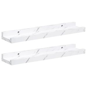 vidaXL V&auml;gg hylla 2 pcs Vit marmor 40 x 9 x 3 cm Konstruerat tr&auml;