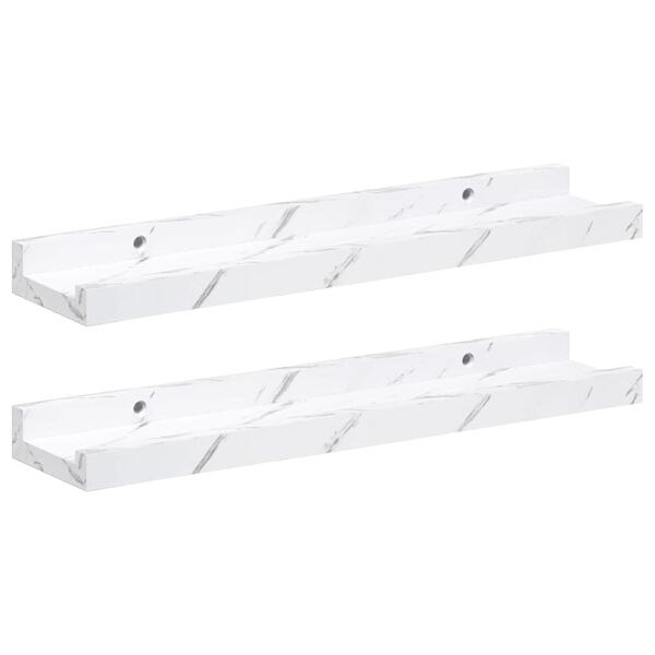 vidaXL V&auml;gg hylla 2 pcs Vit marmor 40 x 9 x 3 cm Konstruerat tr&auml;