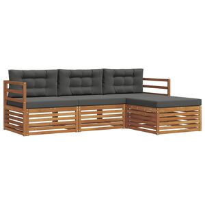 vidaXL Utomhussoffset med kudde 4 pcs Naturlig och Antracit