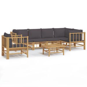 vidaXL Loungegrupp 7 delar m&ouml;rkgr&aring; dynor bambu