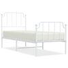 vidaXL S&auml;ngram med huvudgavel och fotgavel vit metall 75x190 cm