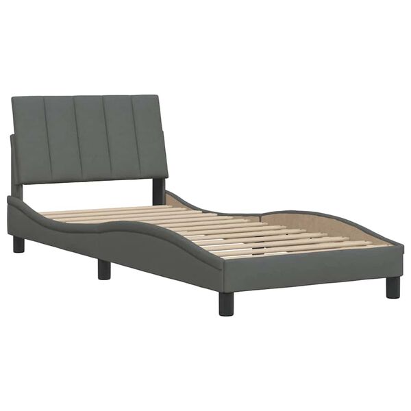 vidaXL Bed Frame without Mattress "Hanko" Dark Grey 80x200 cm Fabric