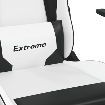 vidaXL Gamingstol med massage vit och svart konstläder