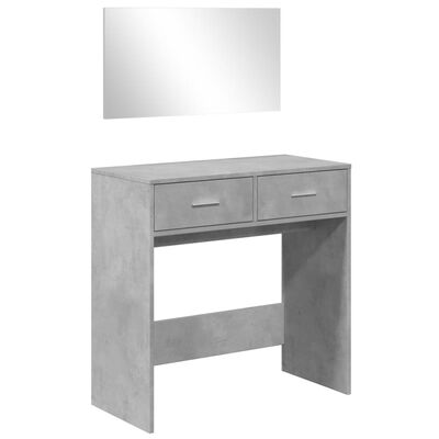 vidaXL Sminkbord med spegel betonggrå 80x39x80 cm
