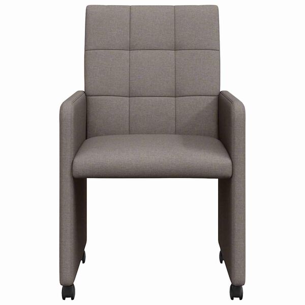 vidaXL Matstolar med hjul med hjul 2 pcs Taupe 58 x 65 x 94 cm tyg