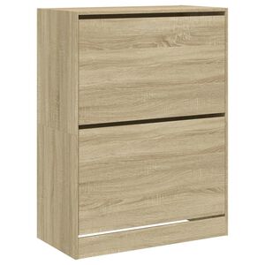 vidaXL Skosk&aring;p med 2 flip-l&aring;dor sonoma-ek 80x42x108 cm