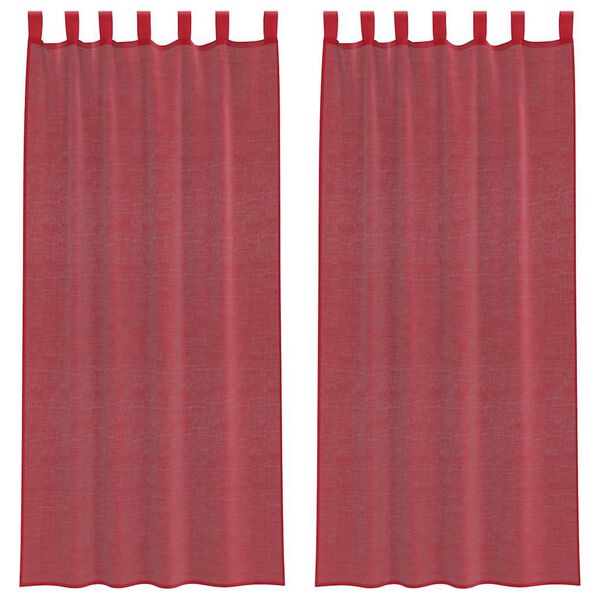 vidaXL Voile gardiner med &ouml;glor 2 st vinr&ouml;d 140x225 cm