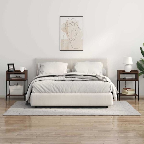 vidaXL Nattduksbord med hylla Brun Ek 40 x 40 x 61 cm Konstruerat tr&auml;