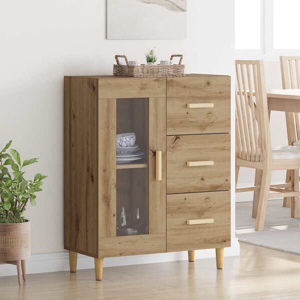 vidaXL Sideboard med l&aring;da Artisan Ek 69,5 x 34 x 90 cm Konstruerat tr&auml;