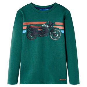 vidaXL T-shirt med l&aring;nga &auml;rmar f&ouml;r barn m&ouml;rkgr&ouml;n 92