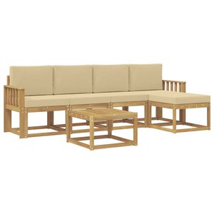 vidaXL Utomhussoffset med kudde 6 pcs Vit och Beige