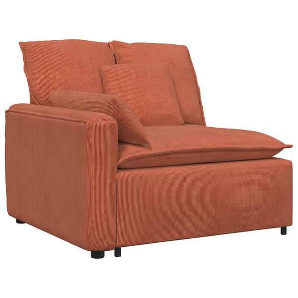 vidaXL Modulär soffa armstödsändmodul med dynor röd orange 100 cm