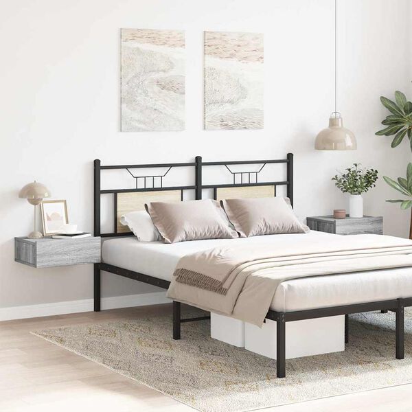 vidaXL Svävande sängbord 2 st grå sonoma 40x30x15cm konstruerat trä