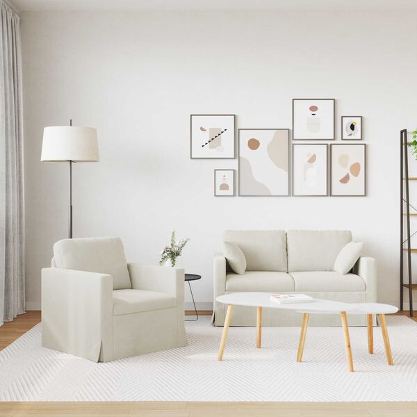 vidaXL Soffa 2 pcs Kr&auml;m 138 x 78 x 80 cm Sammet