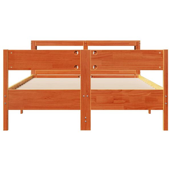 vidaXL S&auml;ngram utan madrass vaxbrun 120x200 cm massiv furu