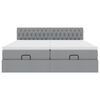 vidaXL Ottoman sängram med madrasser ljusgrå 180x200 cm tyg
