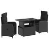 vidaXL Utomhusmatbord 3 st Svart konstrotting