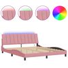 vidaXL Bed Frame with LED without Mattress "Hanko" Pink 180x200 cm Velvet