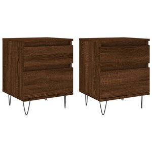 vidaXL S&auml;ngbord 2 st brun ek 40x35x50 cm konstruerat tr&auml;