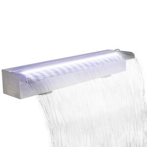 Rektangul&auml;rt Vattenfall Poolfont&auml;n med LEDs i rostfritt st&aring;l 60 cm