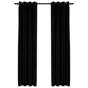 vidaXL M&ouml;rkl&auml;ggningsgardin med &ouml;ljetter linnelook 2 st svart 140x225cm