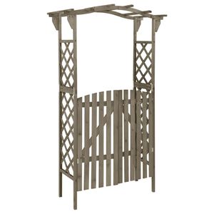 vidaXL Pergola med grind 116x40x204 cm gr&aring; massivt grantr&auml;