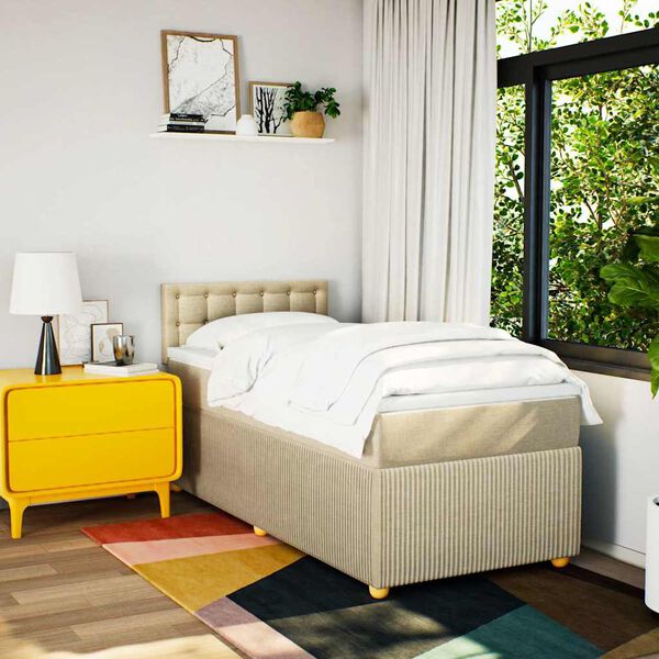 vidaXL Rams&auml;ng med madrass gr&auml;ddvit 80x200 cm tyg