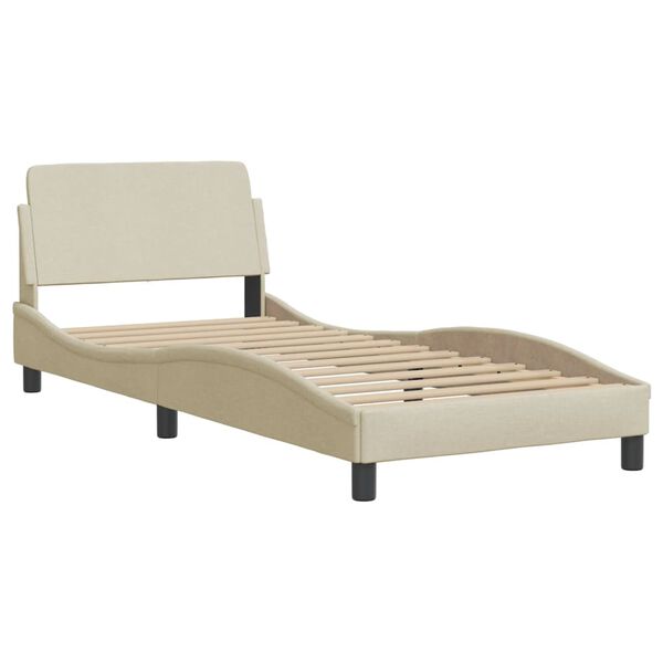 vidaXL Bed with Mattress "Hvar" Cream 90x190 cm Fabric