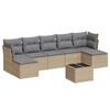 vidaXL Matgrupp f&ouml;r tr&auml;dg&aring;rden med dynor 8 delar beige konstrotting