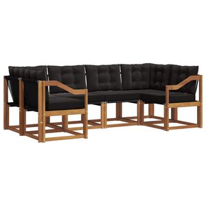 vidaXL Utomhussoffset med kudde 6 pcs Naturlig och svart