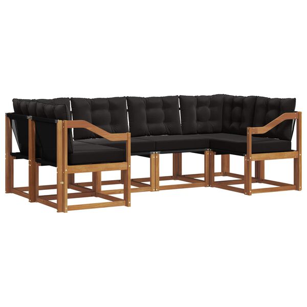 vidaXL Utomhussoffset med kudde 6 pcs Naturlig och svart