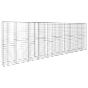vidaXL Gabionmur med lock galvaniserat st&aring;l 600x50x200 cm