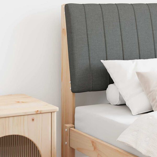 vidaXL Klädd sänggavel Mörkgrå 75 cm Massiv furu